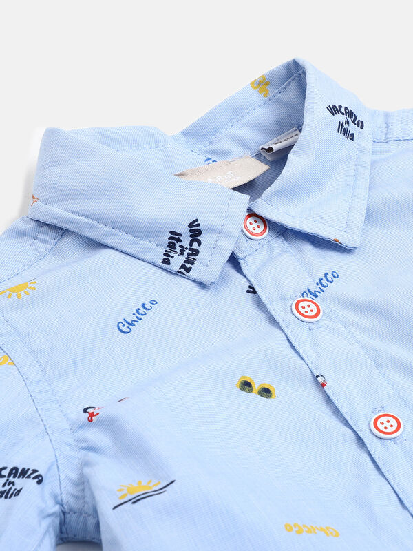 Boys Medium Light Blue Long Sleeve Woven Shirt image number null